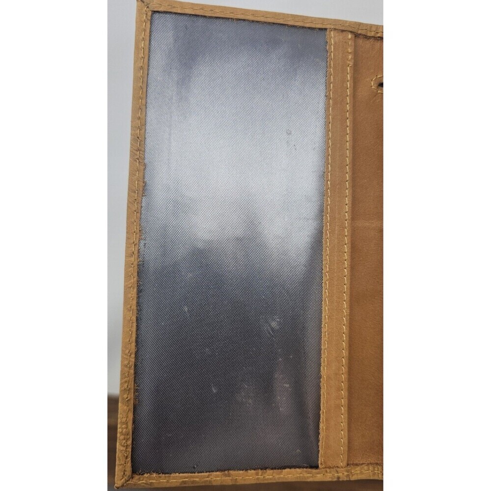 Tooled Embossed Soft Leather Wallet Credit Card BiFold Checkbook Tan RFID Floral - Picture 9 of 12